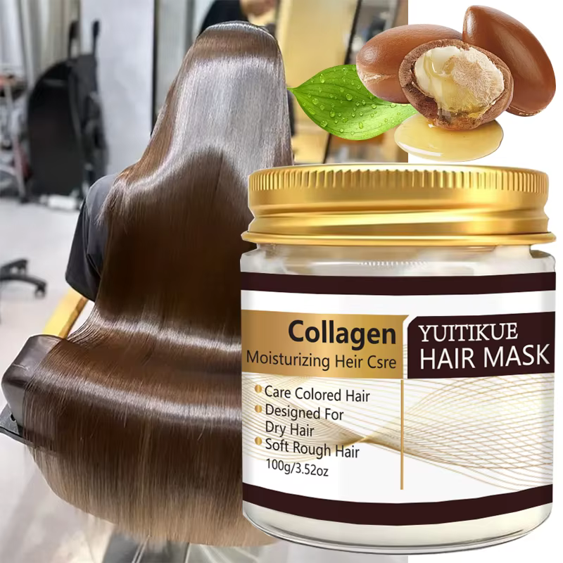 Masque capillaire hydratant au collagène YUITIKUE - 100g pour cheveux secs et colorés