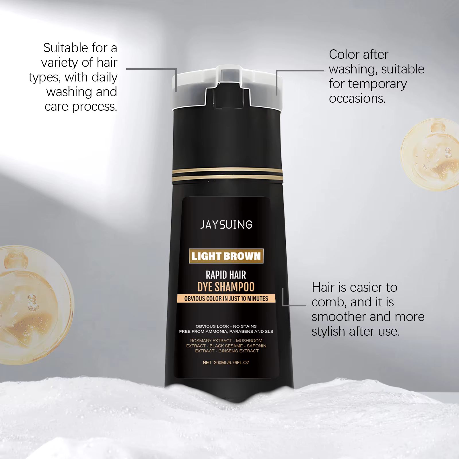 Shampoing de teinture capillaire 3 en 1 pour hommes
