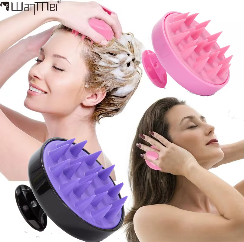 Brosse à shampoing en Silicone pour cuir chevelu