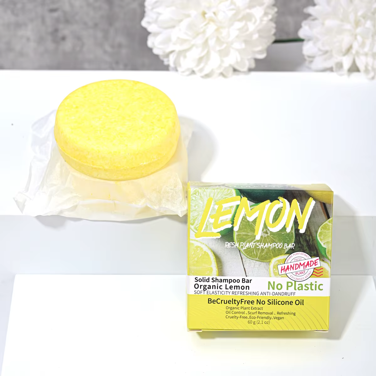 J + 60g Nature plante citron solide shampooing rafraîchissant contrôle de l'huile