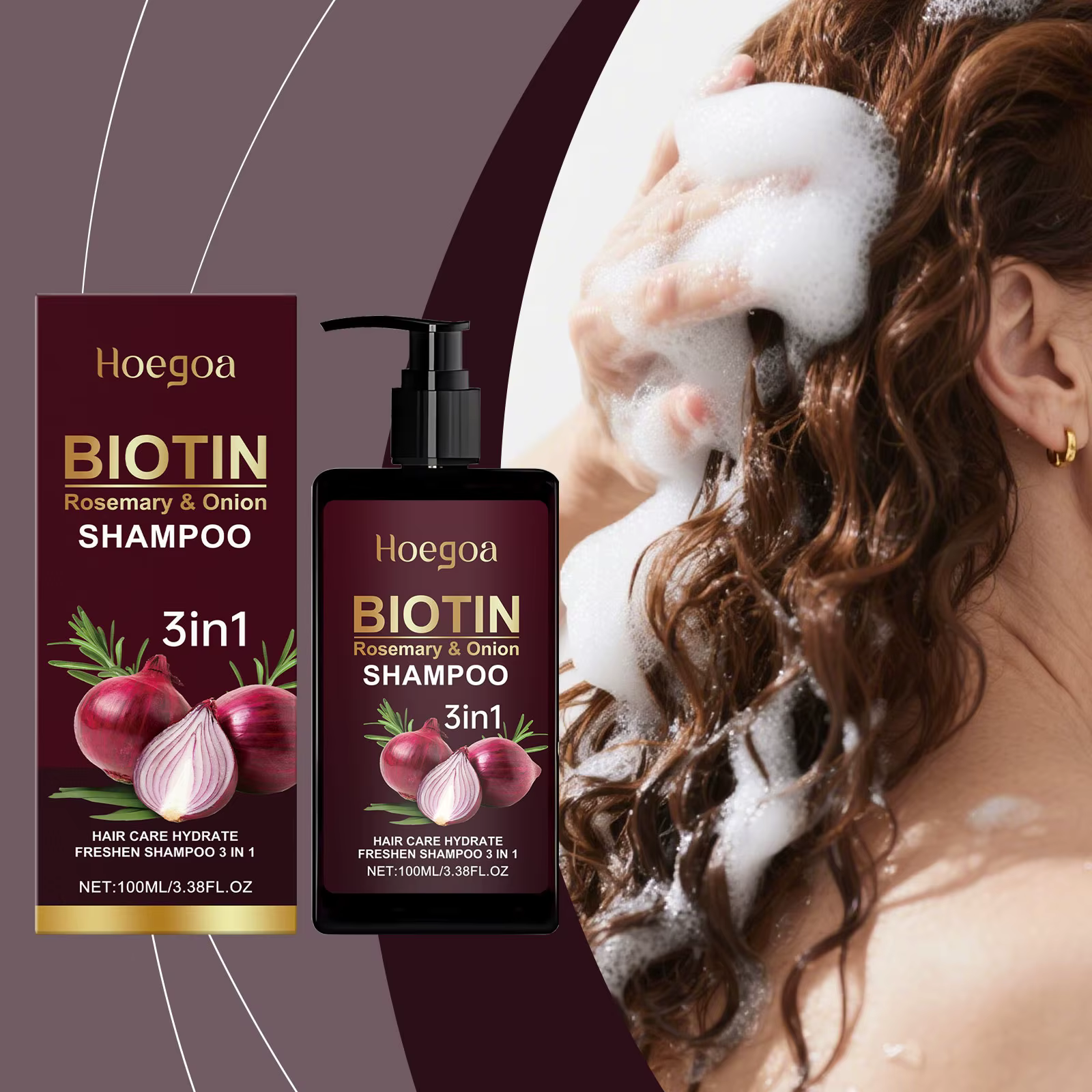 Shampoo à l'oignon rouge et au romarin anti-chute