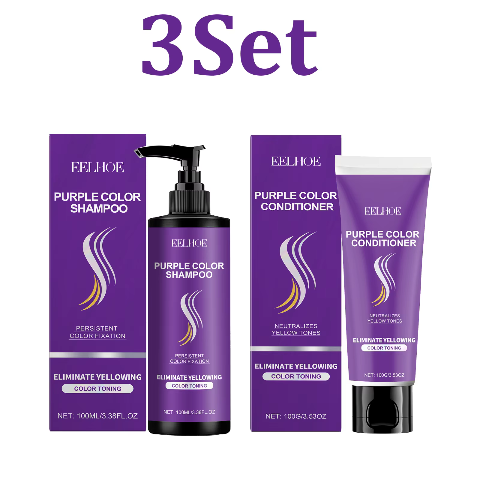 Ensemble shampoing et après-shampoing violet, soin capillaire nourrissant et colorant pour cheveux blonds, décolorés, argentés, qui rehausse la brillance et lisse les cheveux