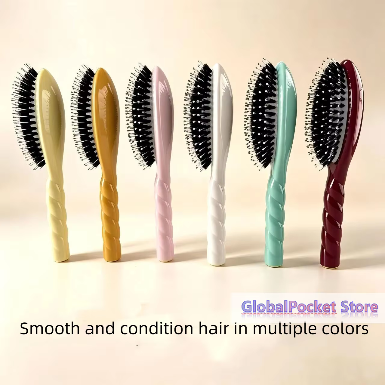 [TG823] 1 pièce Brosse à cheveux en poils de sanglier à picots pour démêler les cheveux bouclés, avec pointes massantes du cuir chevelu, réduit la casse pour tous types de cheveux