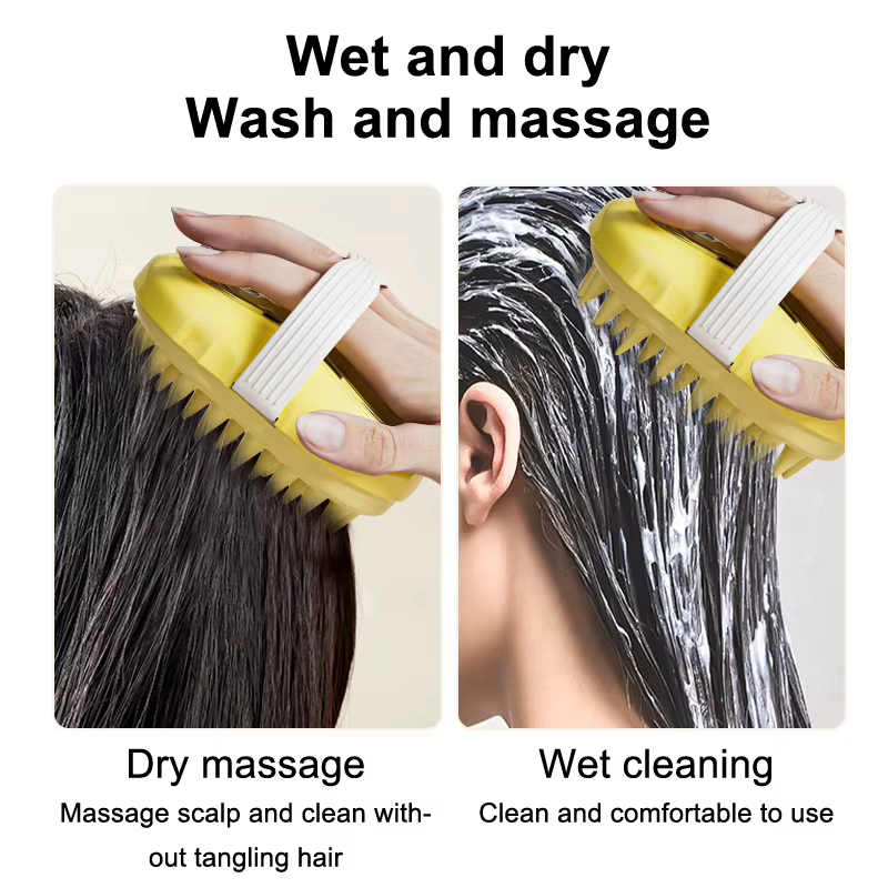 Shampoing en Silicone, masseur de cheveux du cuir chevelu avec distributeur de savon