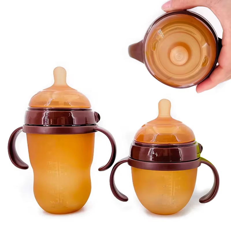 Bouteilles pour nouveau-né en Silicone sans BPA, avec poignée, à large ouverture, 0-36 mois, Anti-étouffement, biberons d'alimentation au lait pour bébé, 150ML/250ML