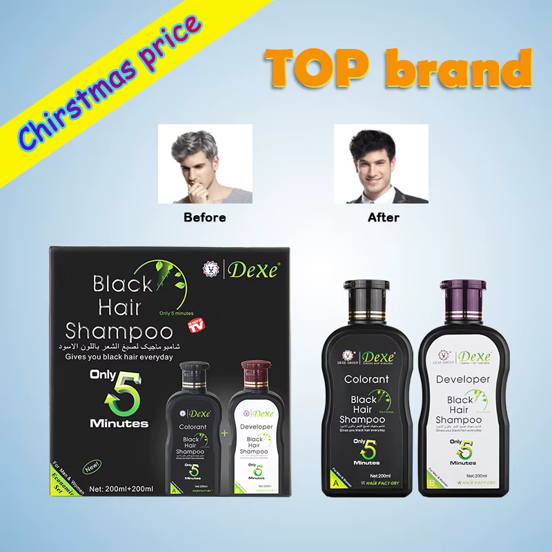 Dexe-Shampooing colorant pour cheveux noirs, coloration naturelle des cheveux, restauration rapide des cheveux noirs, turnant et traitement, 10 minutes