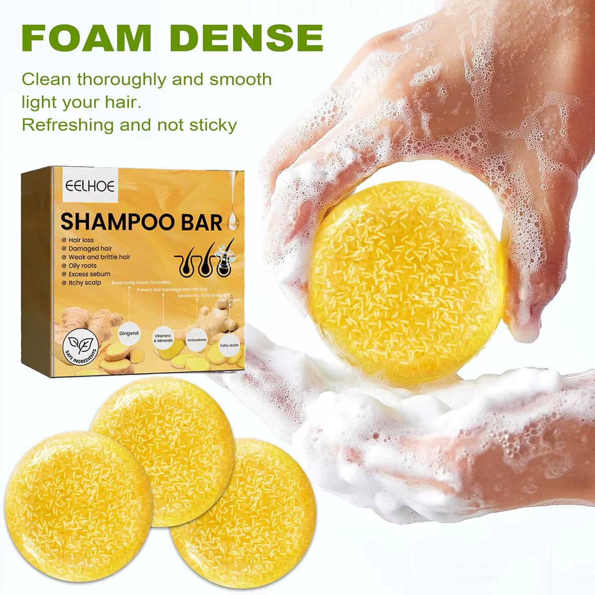 Shampooing solide au gingembre