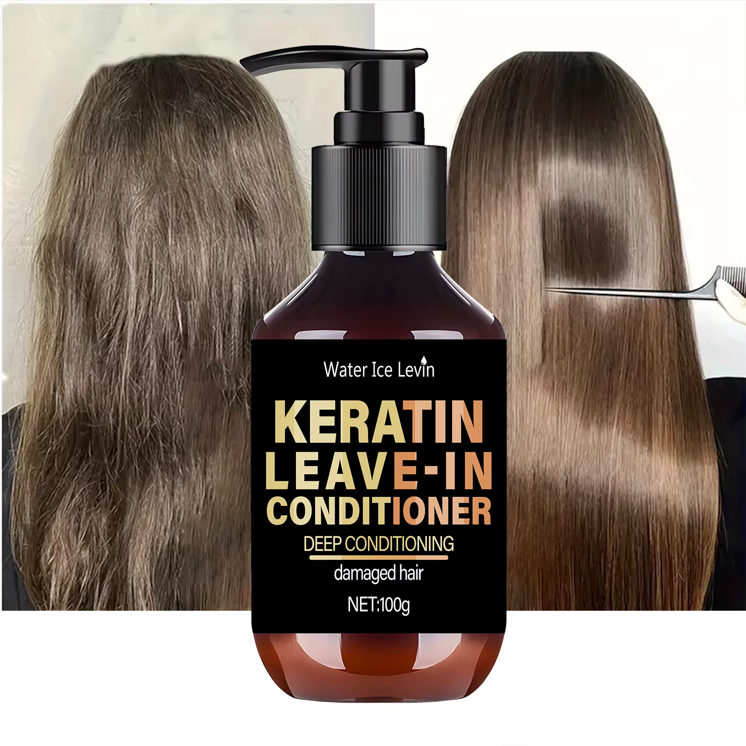 Après-shampooing sans rinçage à la kératine avec biotine et collagène – répare les cheveux endommagés pour une humidité