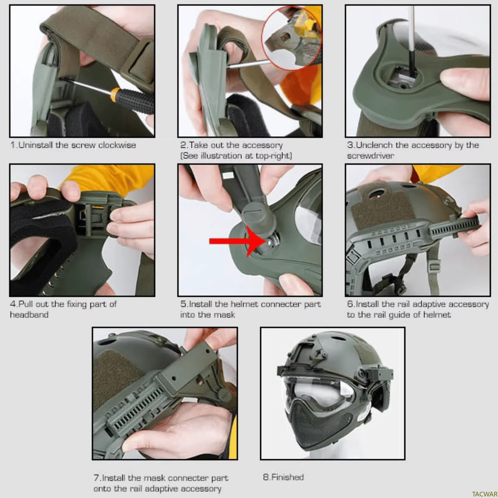 Masque en maille Airsoft intégral avec 3 lunettes antibuée pour casque rapide, masque de protection en acier de 2 modes pour le tir Wargame CS