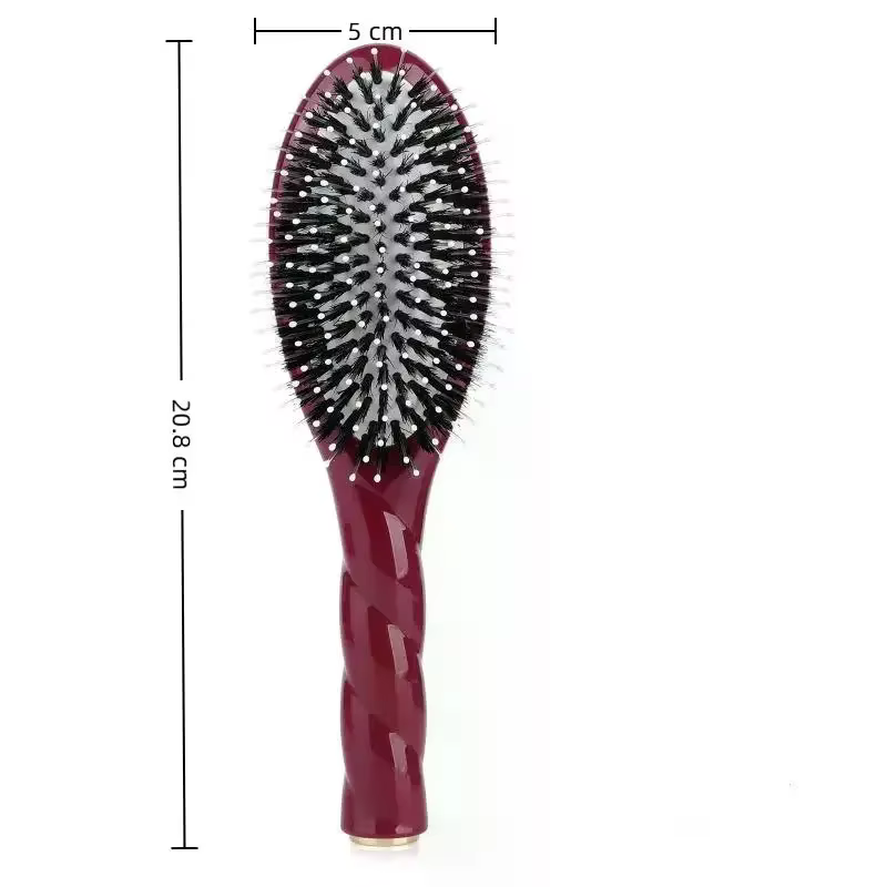 1 pièce Brosse à cheveux démêlante en poils de sanglier avec picots massants pour le cuir chevelu, réduit la casse, pour tous types de cheveux