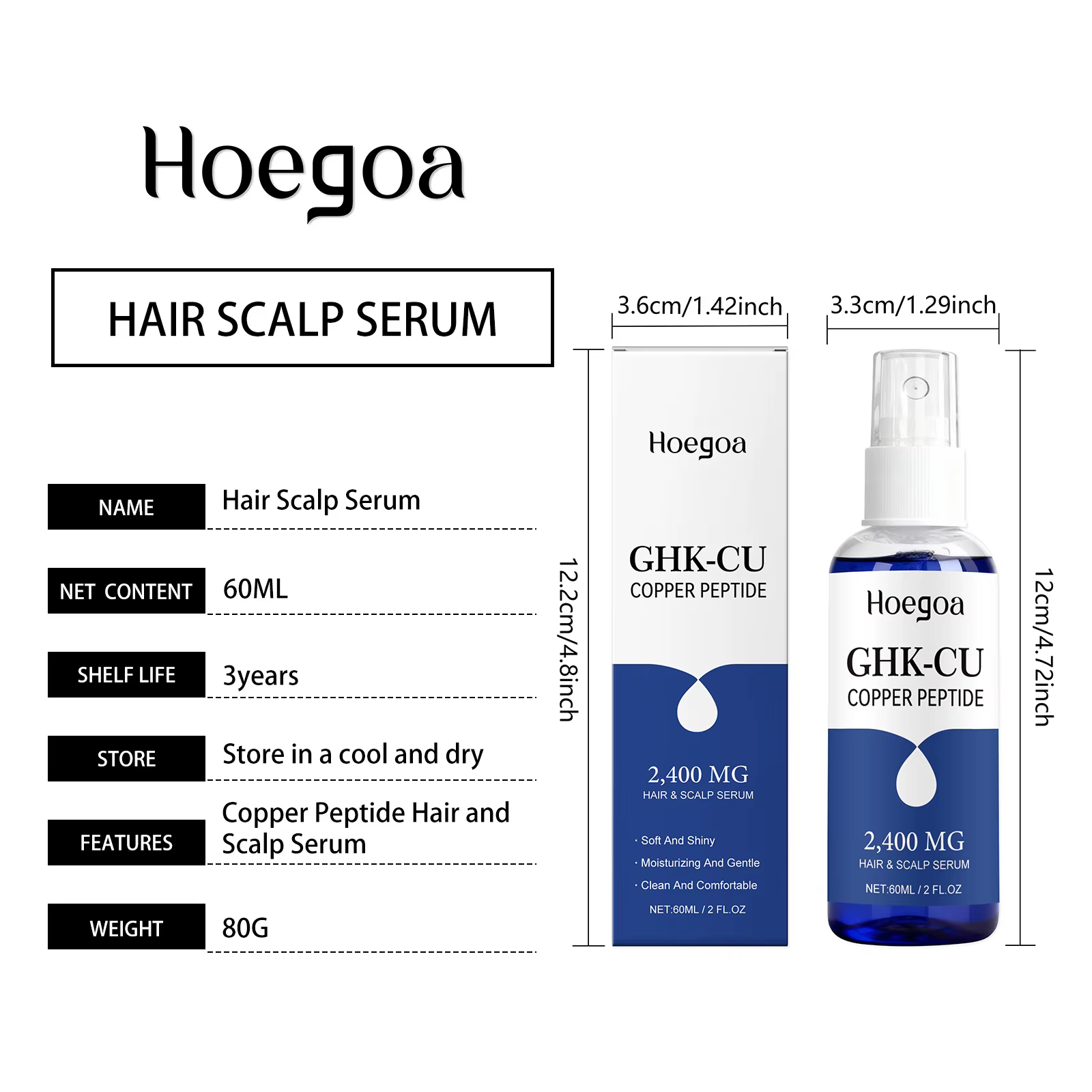 Sérum capillaire en spray GHK Cu Copper Peptide 60 ml