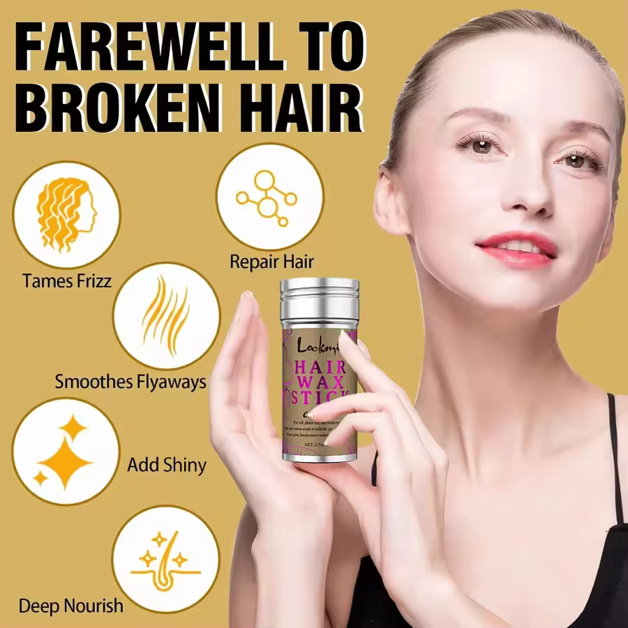 LOCKMIO 75g bâton de cire pour cheveux avec huile de ricin tome frisottis lisse flyaways forte tenue bord style finition