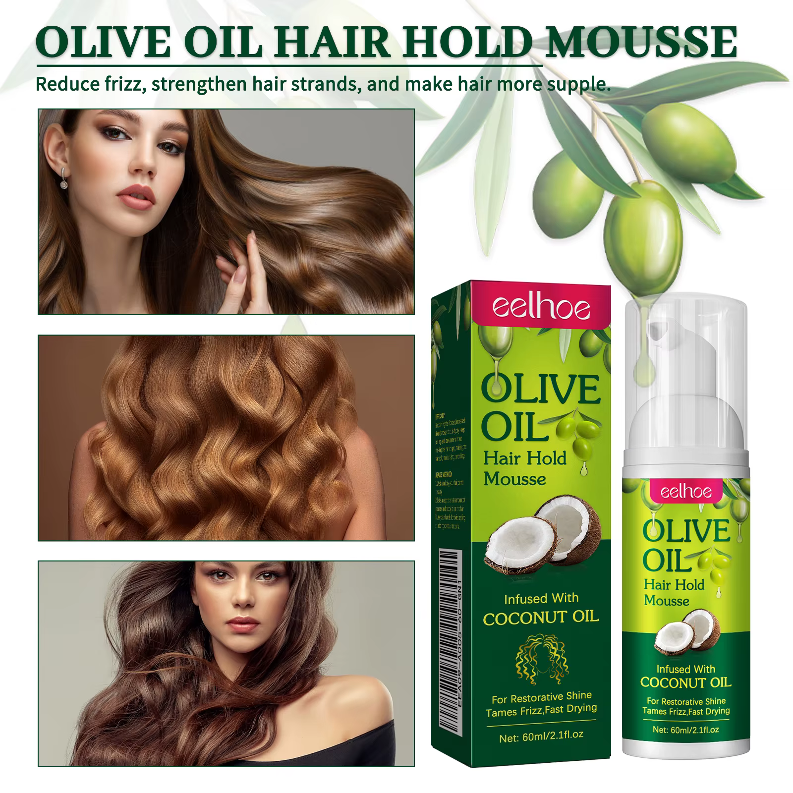 Mousse coiffante à l'huile d'olive