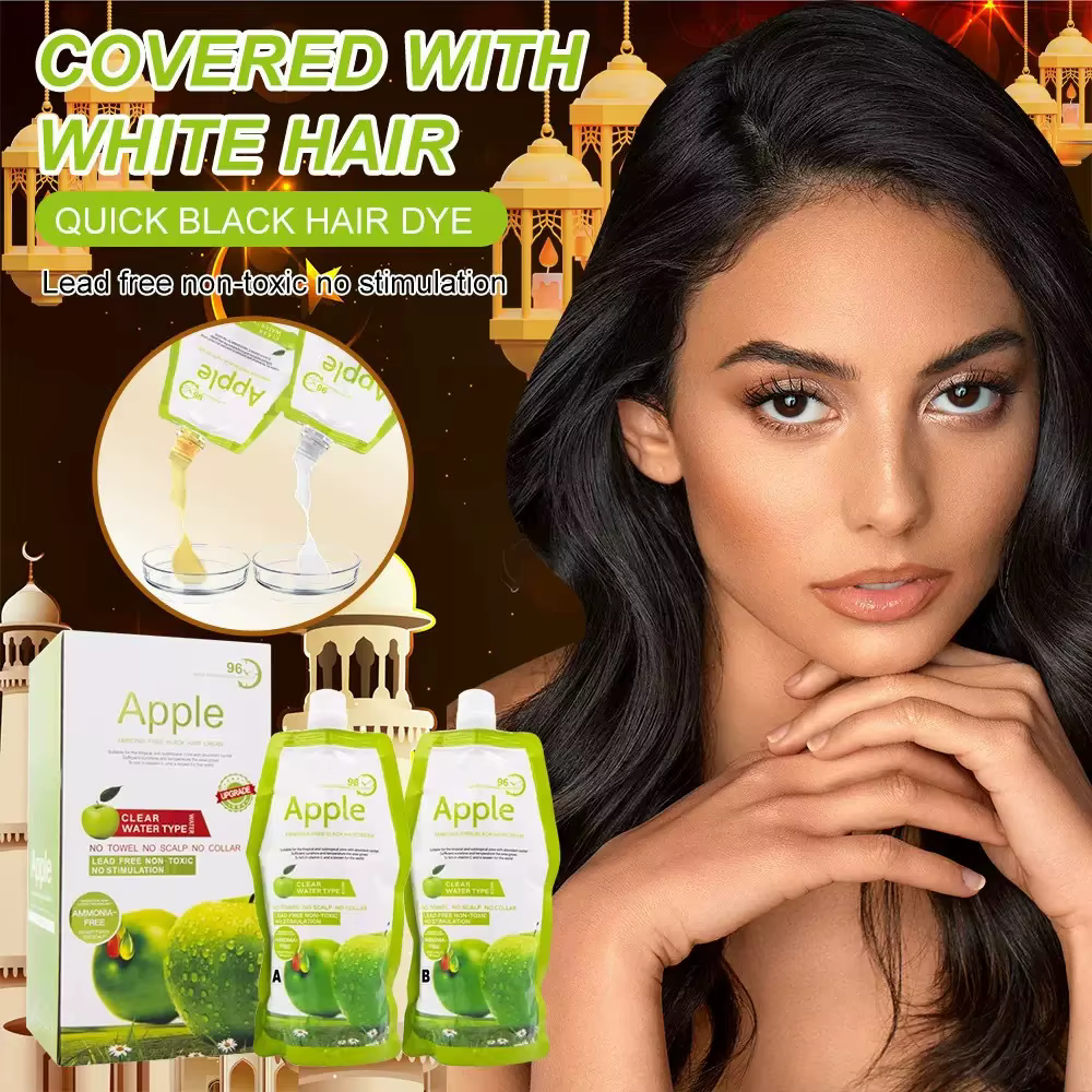 Crème colorante capillaire naturelle 100% noire pour couvrir les cheveux blancs