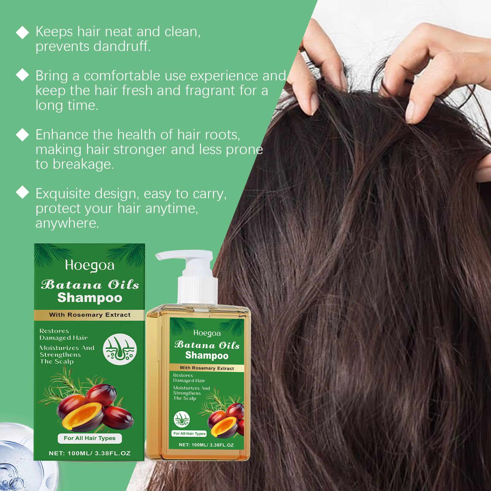 HOEGOA Batana huiles shampooing soin du cuir chevelu complet garder un lustre sain favorise la croissance des cheveux