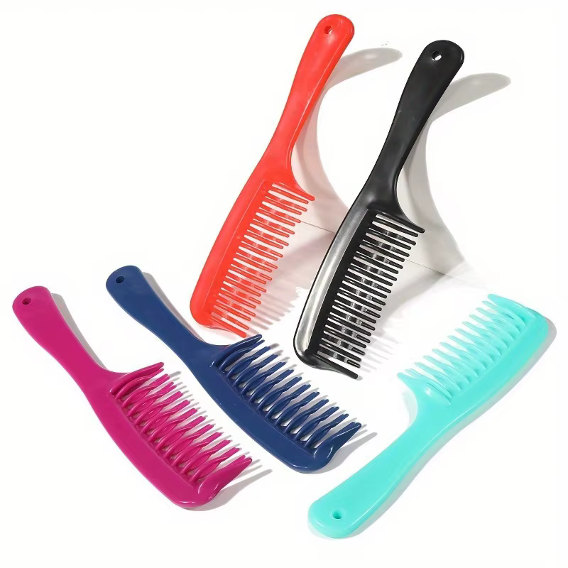 Peigne démêlant à double rangée de dents larges avec manche pour cheveux longs