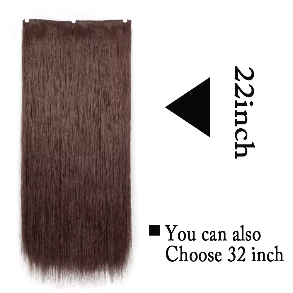 Coiffure longue et lisse, Extension capillaire naturelle à 5 clips, postiche en Fiber synthétique résistante à la chaleur, 22 "32", noir, marron, blond