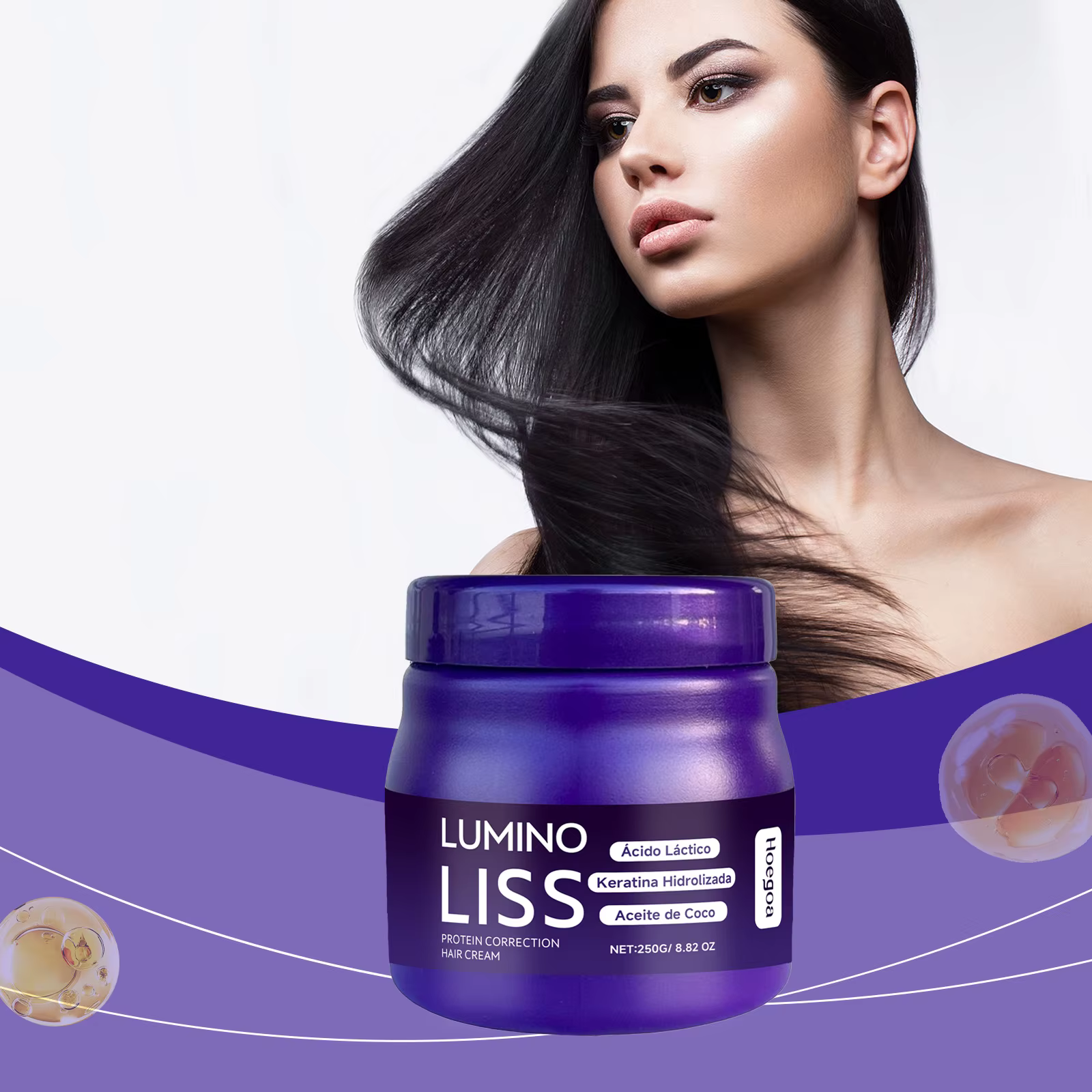 Crème lissante pour cheveux à la kératine