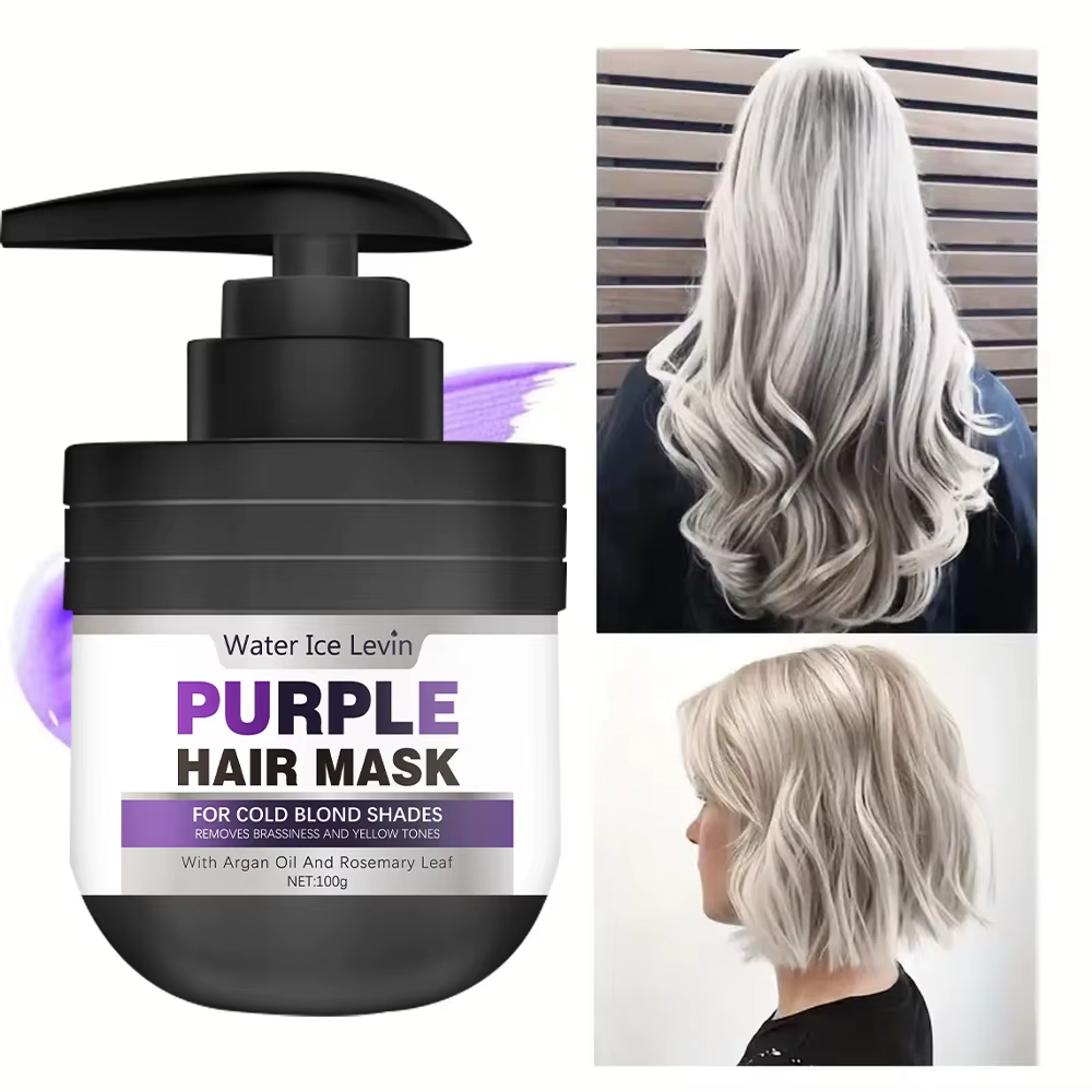 Masque capillaire à la kératine violette réparateur pour cheveux endommagés maltés hydratant nourrissant
