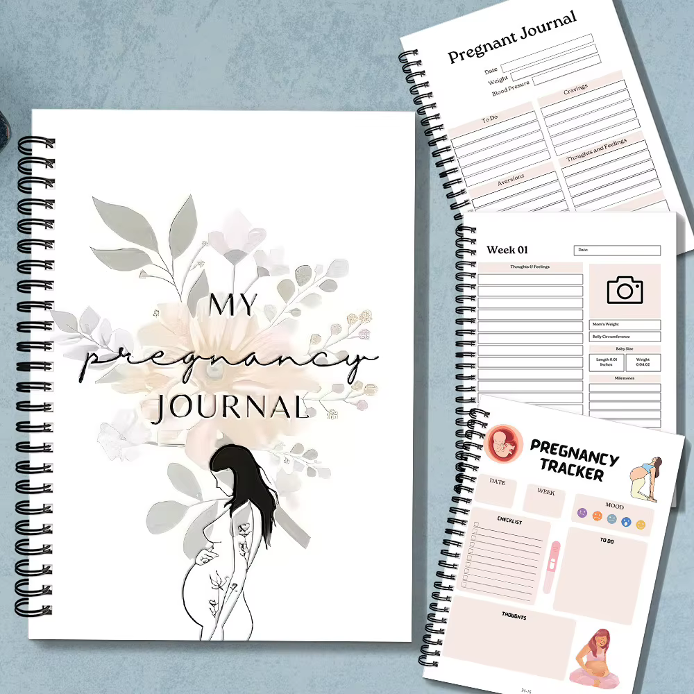 1 carnet de journal de grossesse 2026, ligné, reliure spirale, pour documenter le parcours de grossesse, idéal pour la réflexion quotidienne