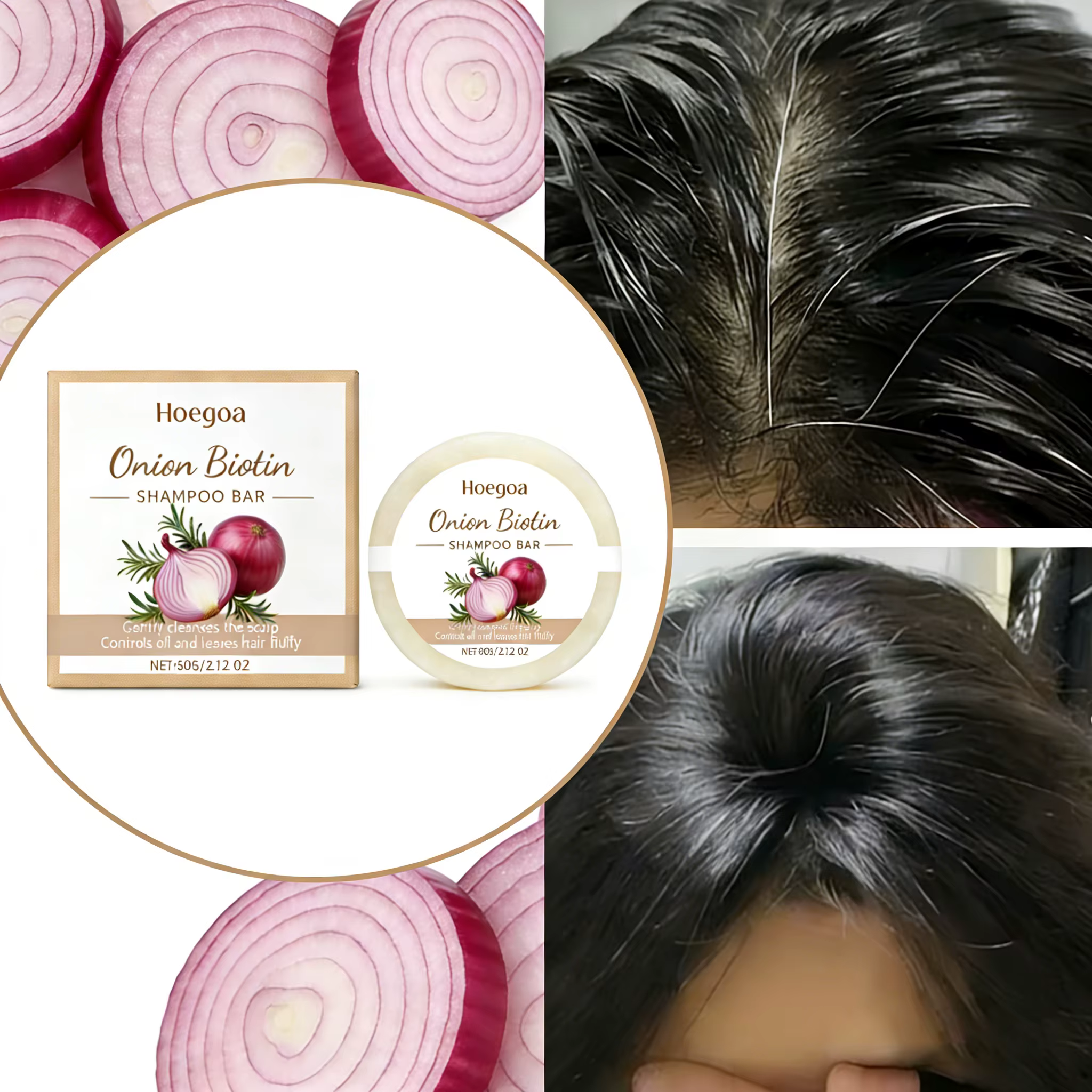 Barre de shampoing à la biotine à oignon rouge