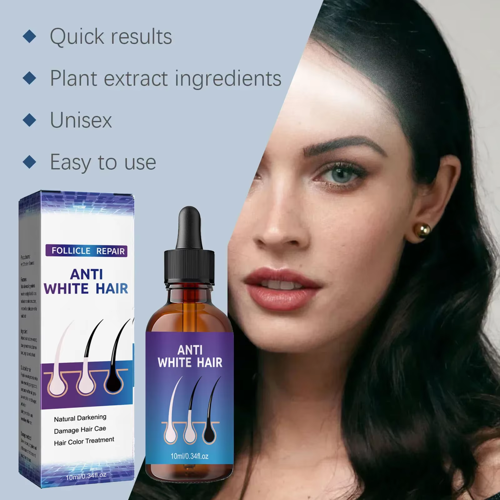 Sérum pour cheveux blancs à noirs