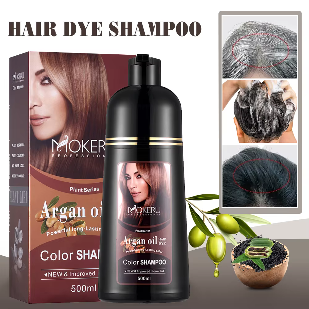 Mokeru-Shampoing à l'huile d'argan à coloration rapide naturelle