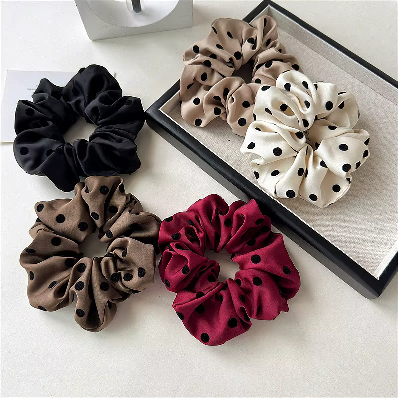 Chouchous en Satin simples pour femmes coréennes, bandeau à pointe ondulée pour filles, support queue de cheval, bandes en caoutchouc, attaches pour cheveux, accessoires pour cheveux