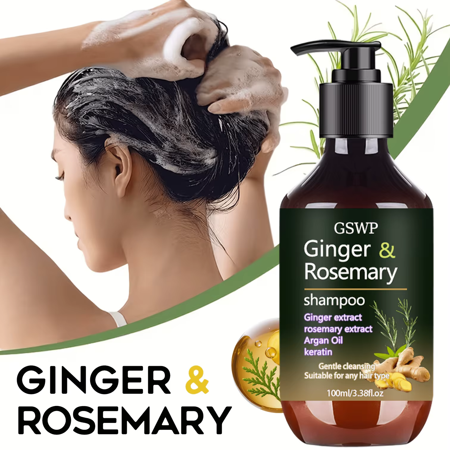 GSWP Shampooing au gingembre et au romarin