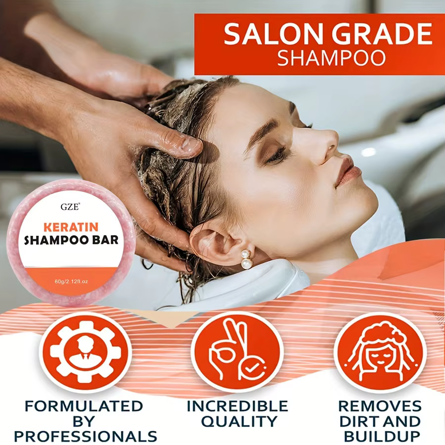 Savon en barre de shampoing à la kératine – Épaississement en salon pour cheveux secs