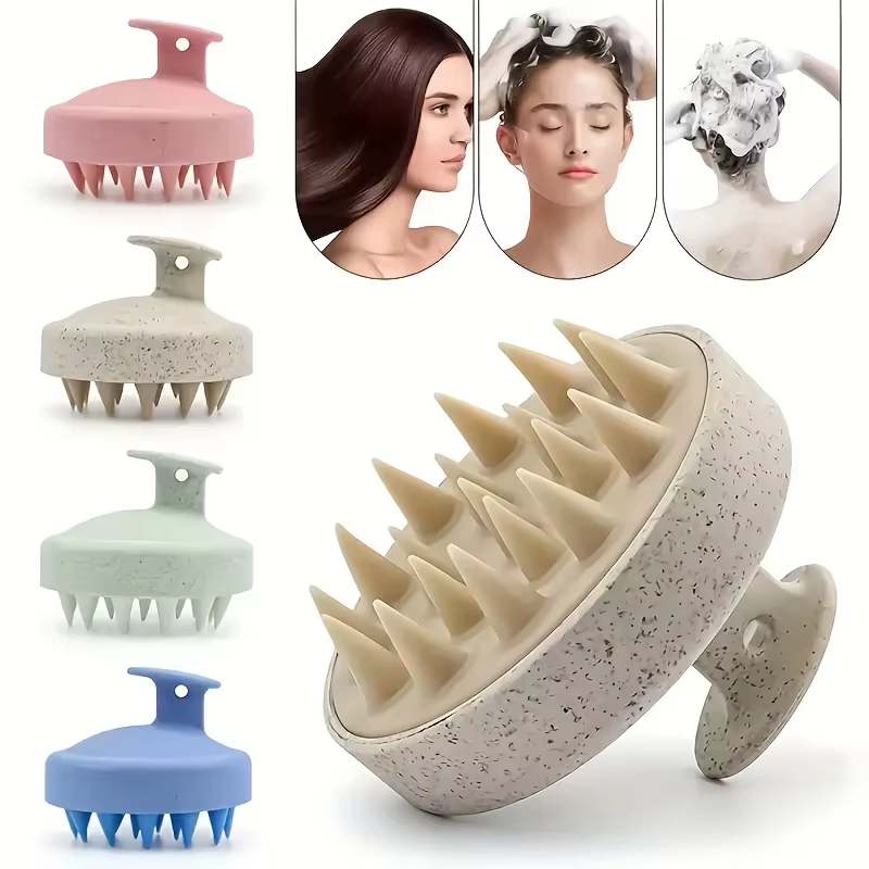 Brosse de massage en silicone pour le cuir chevelu