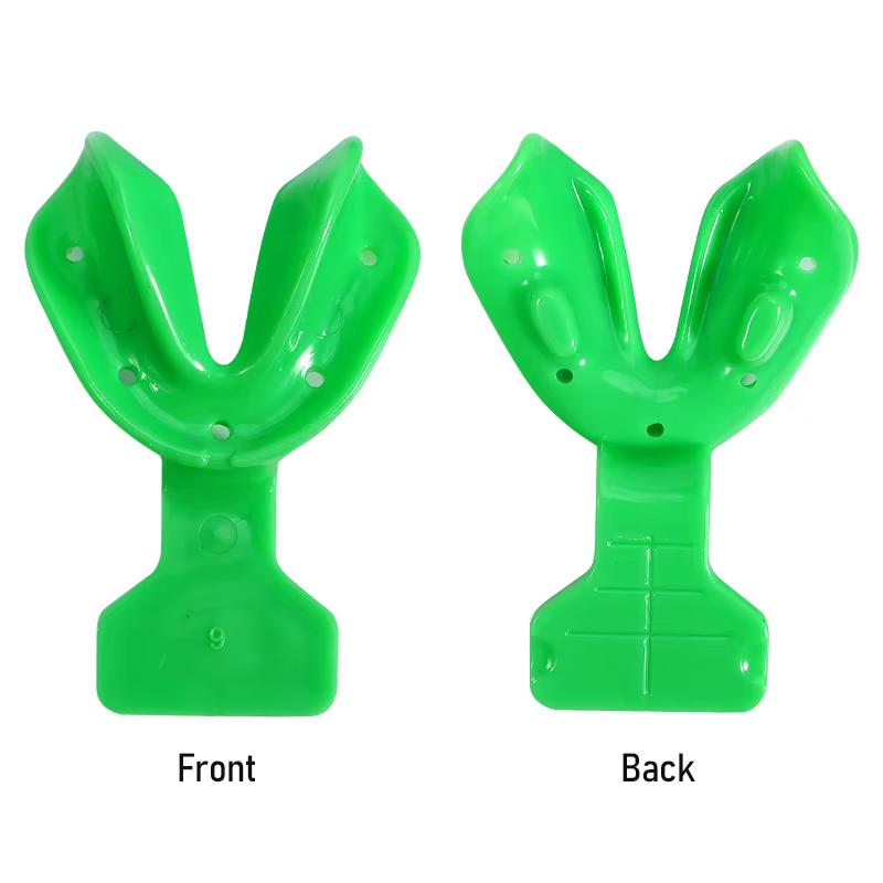 Ensemble de 17 plateaux dentaires en plastique, plateau d'empreinte buccale complet vert pour nettoyage dentaire, plateau jetable résistant aux hautes températures