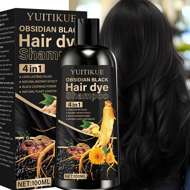 Shampoing colorant capillaire noir obsidienne 4 en 1