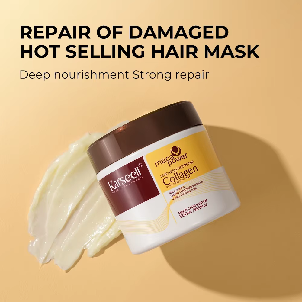 Karseell Masque capillaire 500 ml + huile d'argan 2 pièces ensemble réparation profonde conditionnement sérum