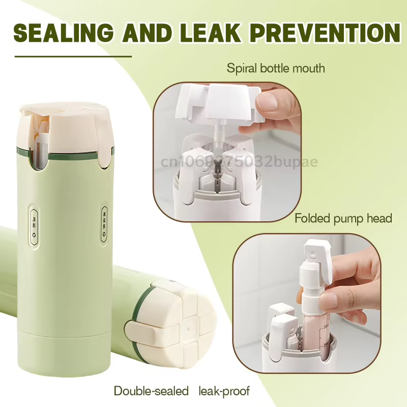 Distributeur de voyage 4-en-1, flacon de shampoing rechargeable portable, adaptateur de voyage, flacon pulvérisateur rechargeable détachable, transparent et visible