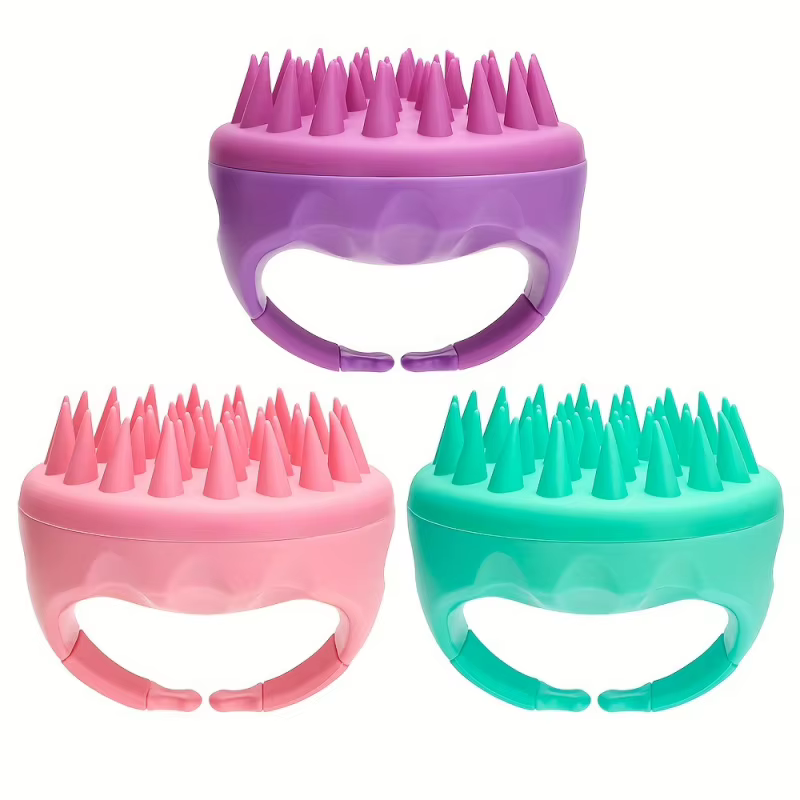 Brosse à shampoing en silicone doux pour massage du cuir chevelu