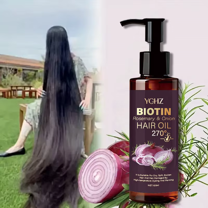 Huile capillaire à la biotine avec romarin et oignon - Hydrate les cheveux secs