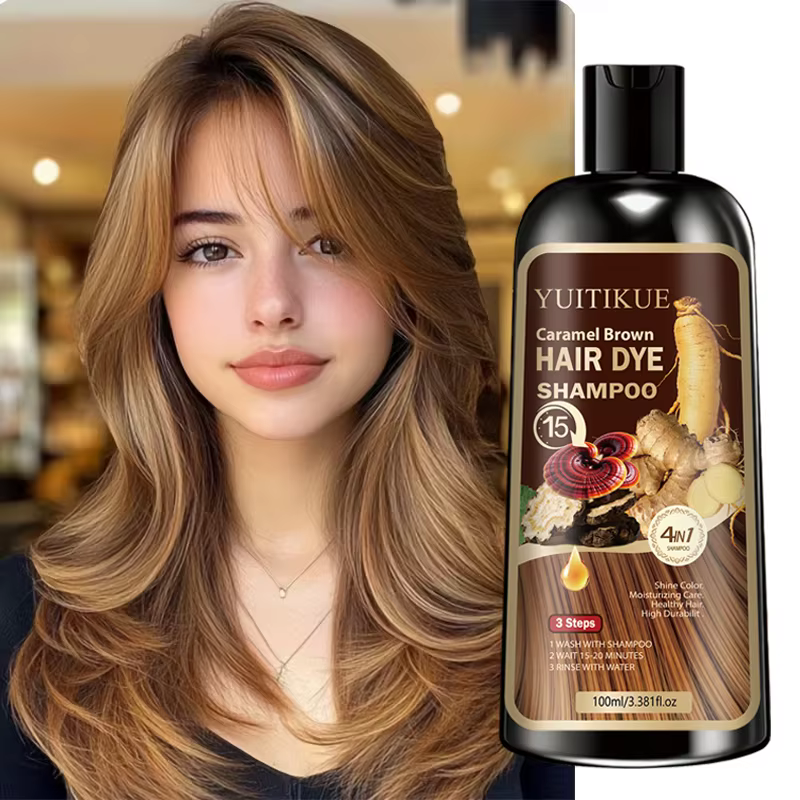 YUITIKUE Shampooing Colorant 4-en-1 Brun Caramel 100ml
