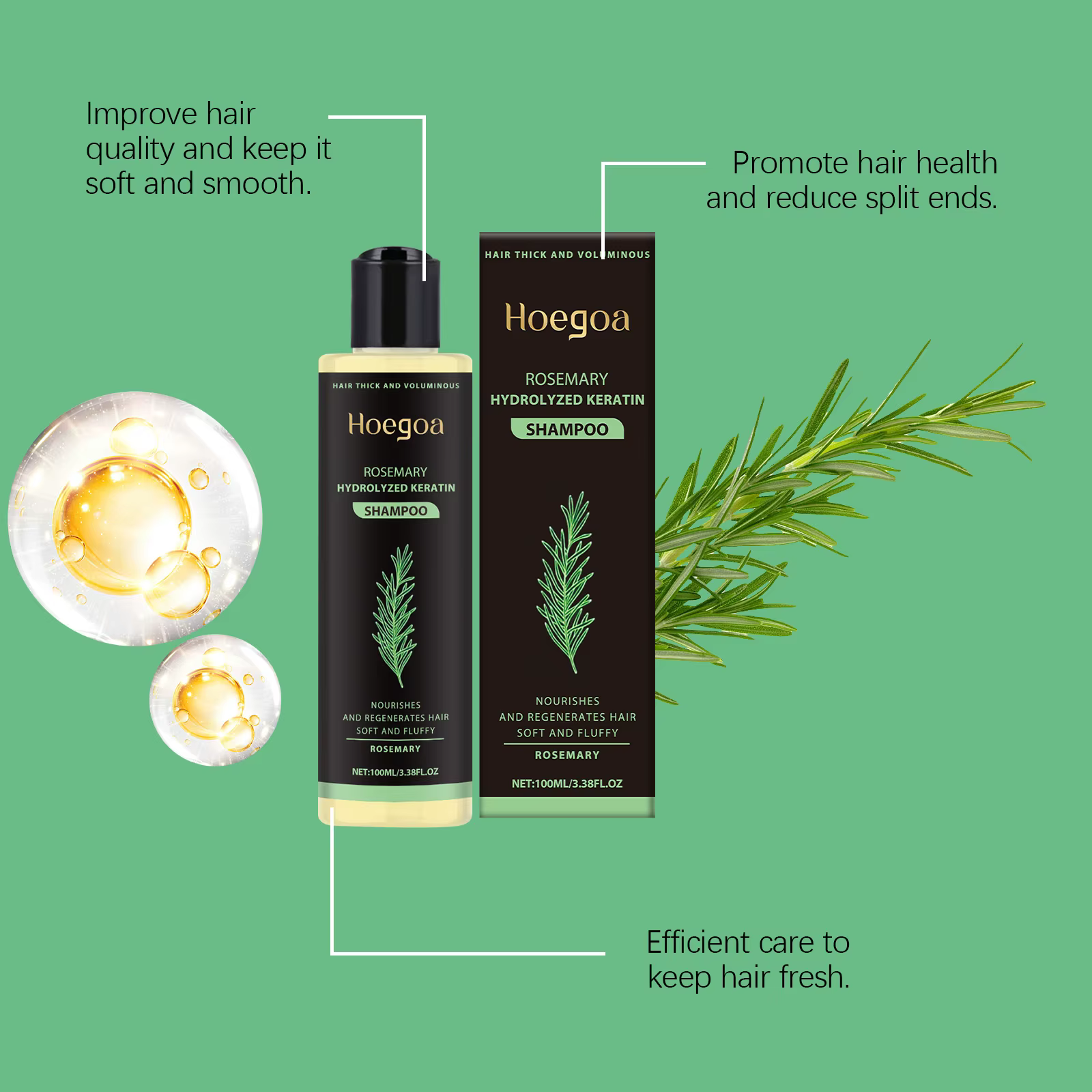 Shampoing à la menthe au romarin pour l'épaisseur des cheveux