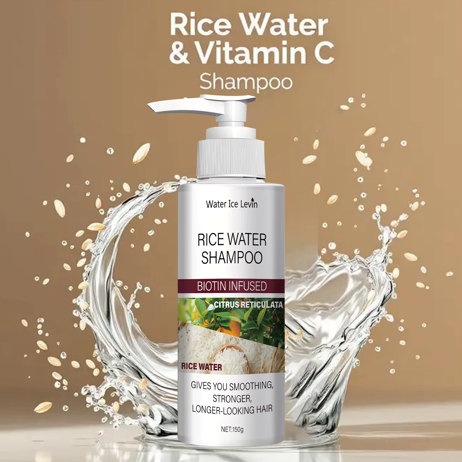 Shampoing à l'Eau de Riz à la Biotine et Kératine - Lissage et Renforcement