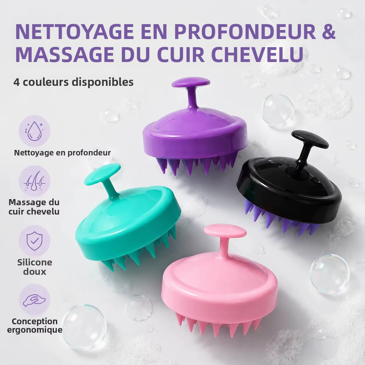 Brosse de massage du cuir chevelu en silicone