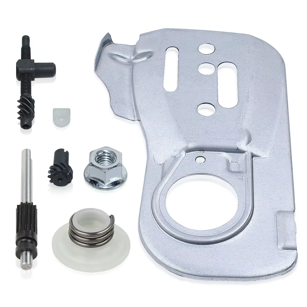 Plaque de barre de guidage de chaîne pour Husqvarna 445 450 445E 450E, pompe à huile, ajusteur d'engrenage à vis sans fin, Kit d'écrou de tendeur, tronçonneuse 544094001