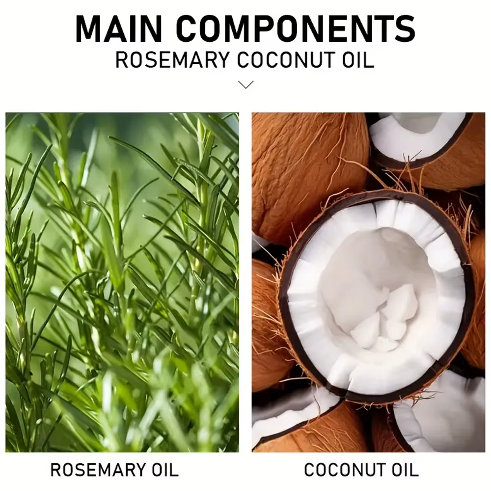 Huile essentielle de romarin et d'huile de noix de coco pour améliorer la perte de cheveux et nourrir