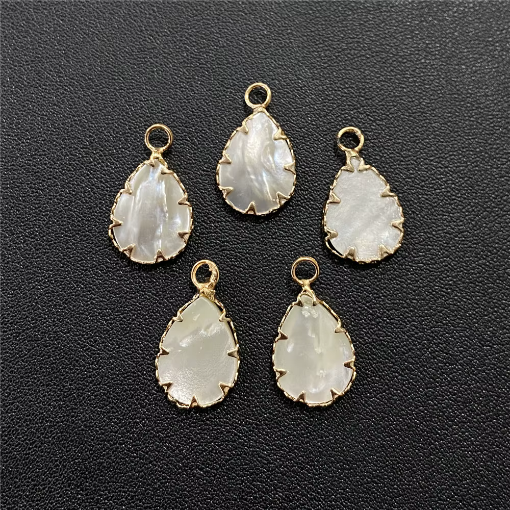Pendentif de coquillages en nacre naturelle, goutte d'eau en forme ronde, connecteur de coquille d'ormeau pour la fabrication de bijoux, collier et Bracelet