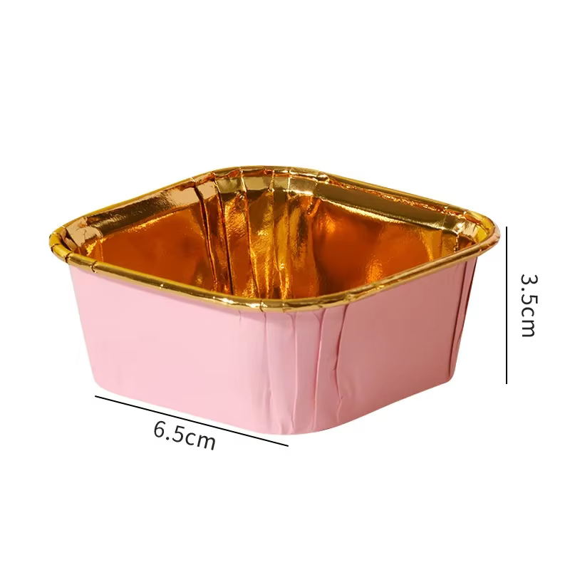 50 pièces 6.5x3.5cm carré Cupcake papier résistant à l'huile en mousseline de soie rouleau gâteau tasse cuisson Muffin haute température étui moule