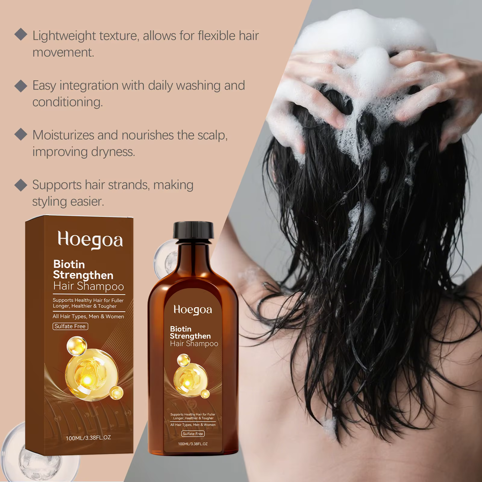 Shampoo à la biotine pour renforcer la croissance des cheveux