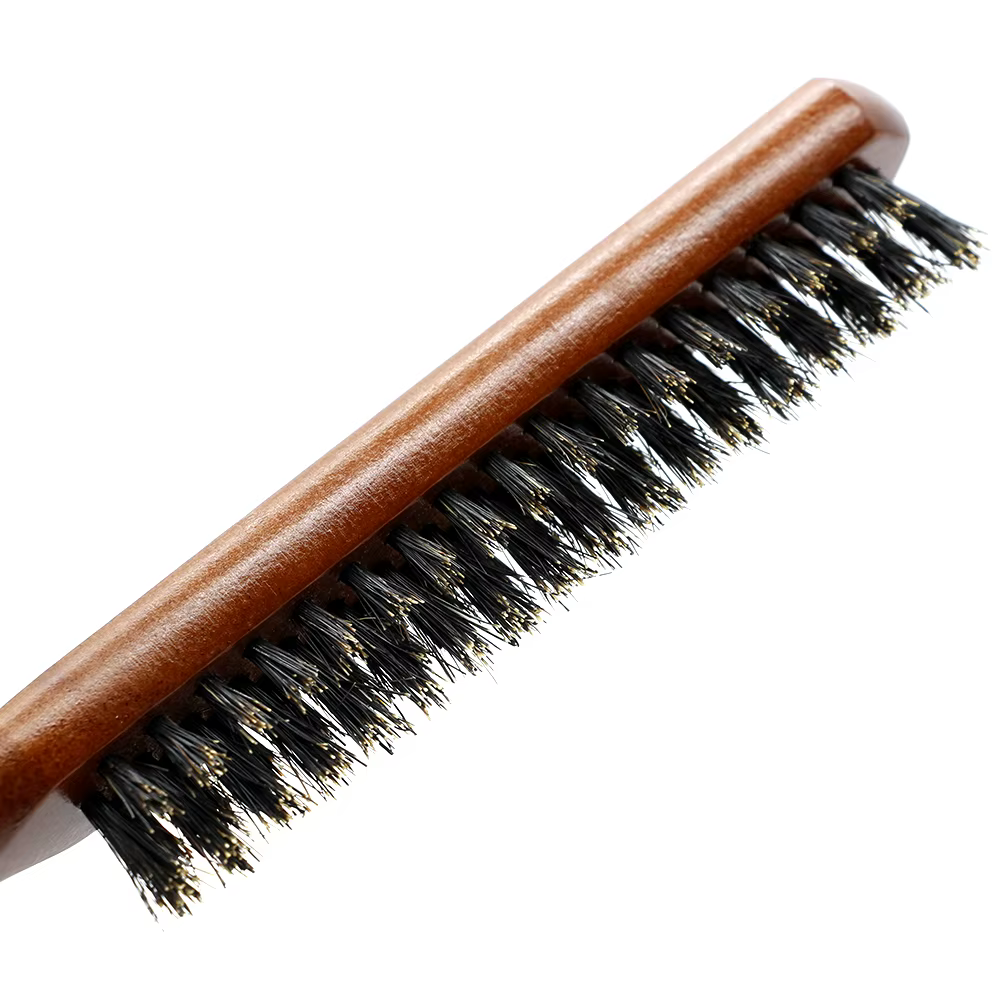 Peigne moelleux en poils de sanglier naturels, manche en bois, brosse à cheveux antistatique, peigne de barbier, Massage du cuir chevelu, outil de coiffure