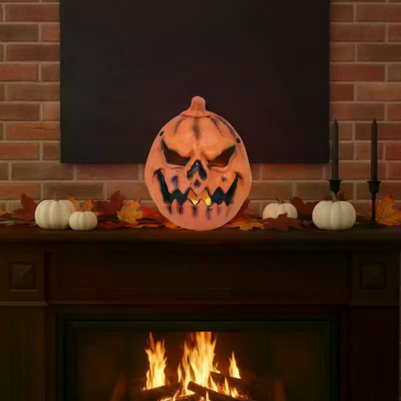Masque de citrouille effrayant pour Halloween, design réaliste et sinistre, ajustement confortable pour les costumes et les événements dans les maisons hantées