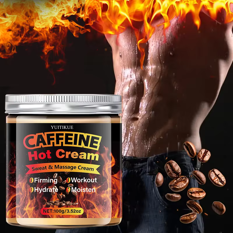 Crème de massage chauffante pour le corps - Réaissez la peau, hydrate en profondeur, contient du collagène, de l'acide hyaluronique, de la caféine, du rétinol et de la niacinam