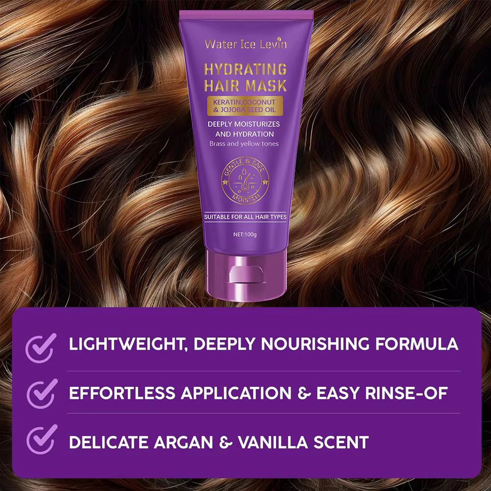 Masque capillaire violet à la kératine - Traitement revitalisant profond aux protéines violettes et bleues - Lotion